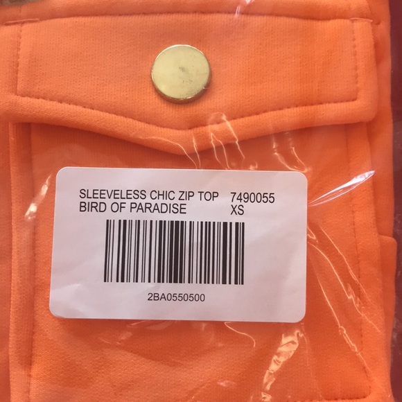 Orange/coral “bird of paradise color”Sleeveless chic zip tank NWT IN PACKAGE - Picture 12 of 16